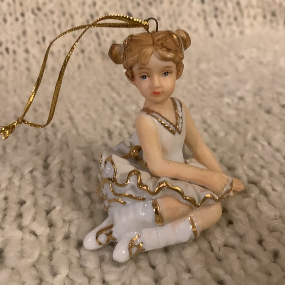 White and gold Ballerina ornament,approximately 3 inches tall. - Picture 2 of 7